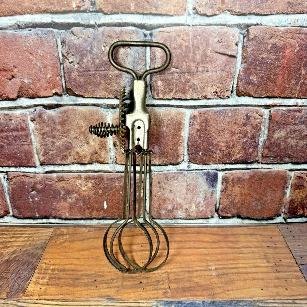 Antique 1923 A&J‎ Ekco  Manual Hand Mixer Beater Stainless Retro Kitchen USA
